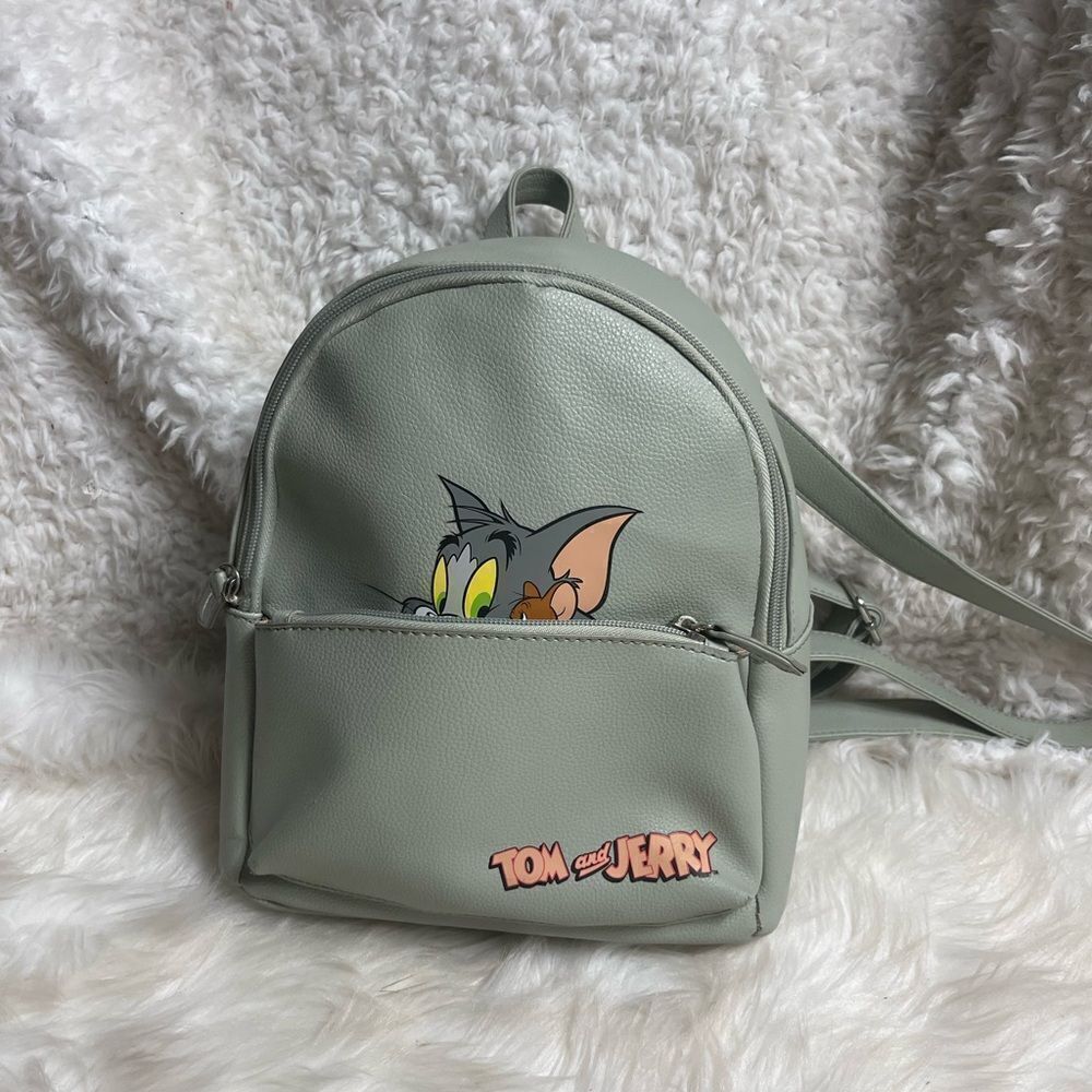 Tom and Jerry Mini Backpack, Small Small pack, Pale Green, 10”.